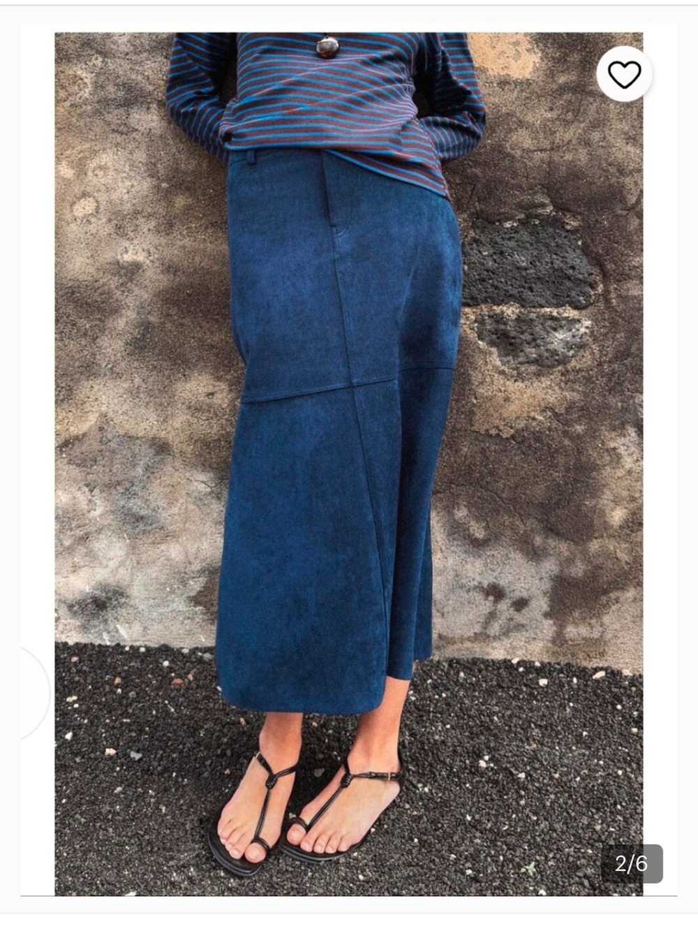 Zara Faux Suede Blue Maxi Skirt